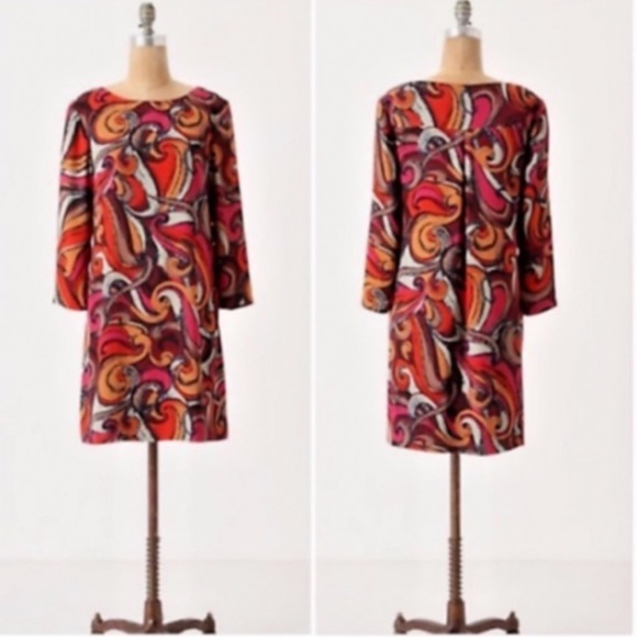 Anthropologie MAEVE Flavia mod swirl long sleeved dress, M. - Picture 6 of 6